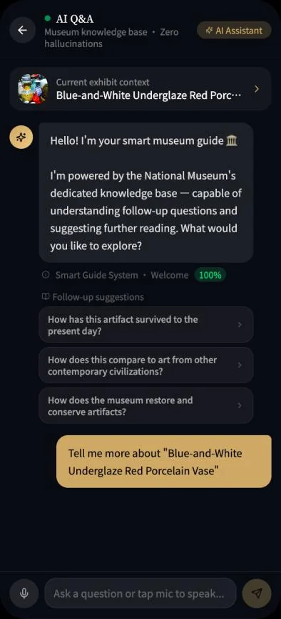 Conversational Q and A screen