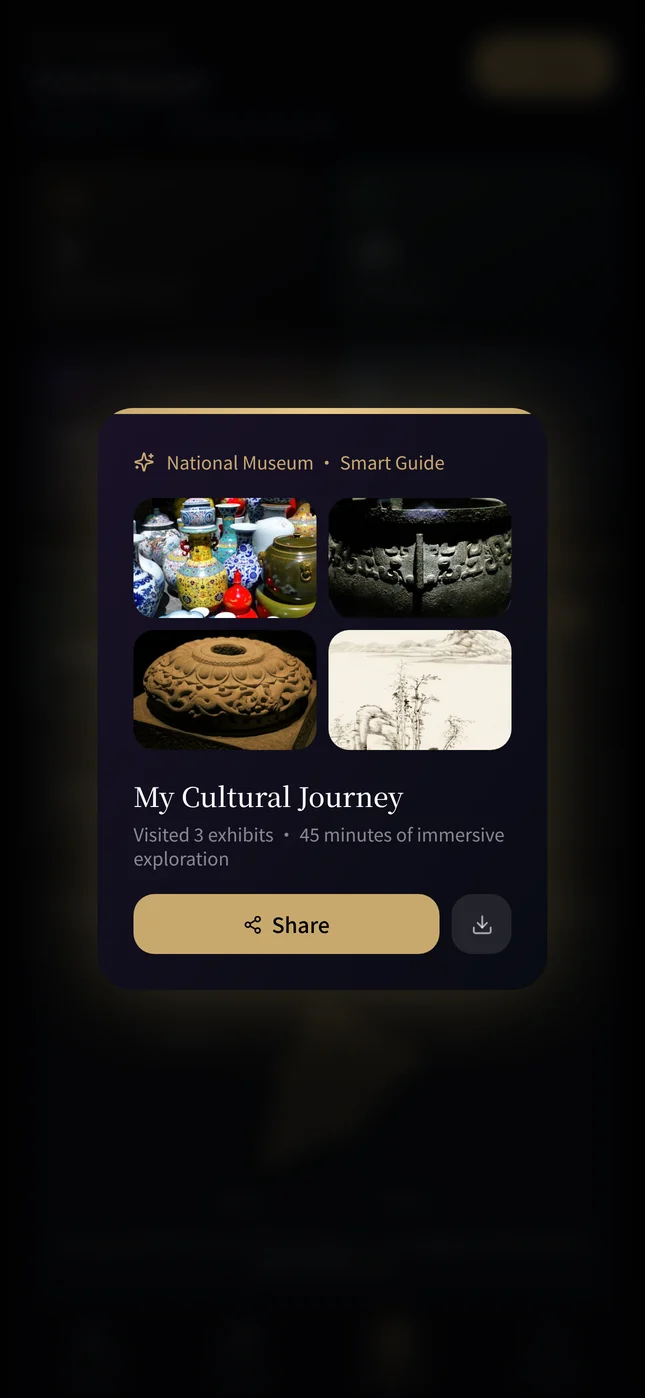 My Cultural Journey card to share or download after the visit
