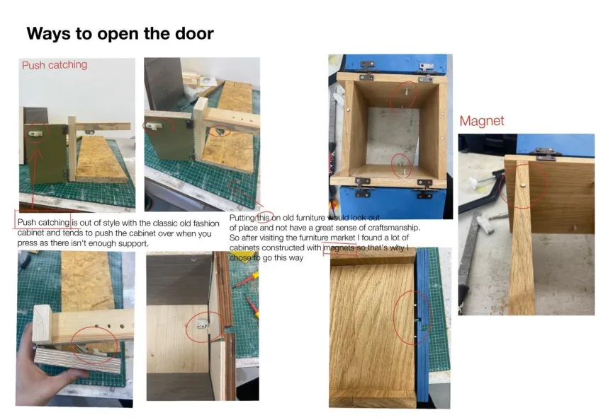 Testing a push catch and magnets for opening the door