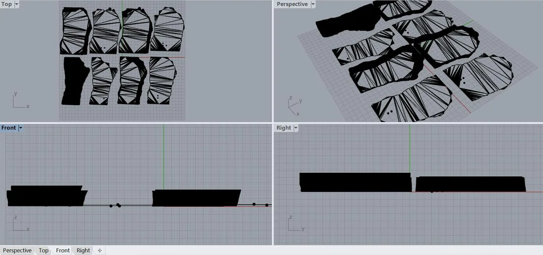 The fragment sliced into outlines in Rhino