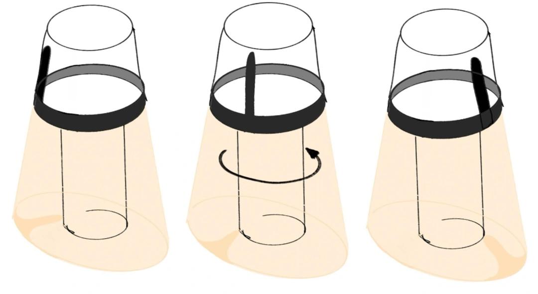 Early concept with three positions of a turning shade